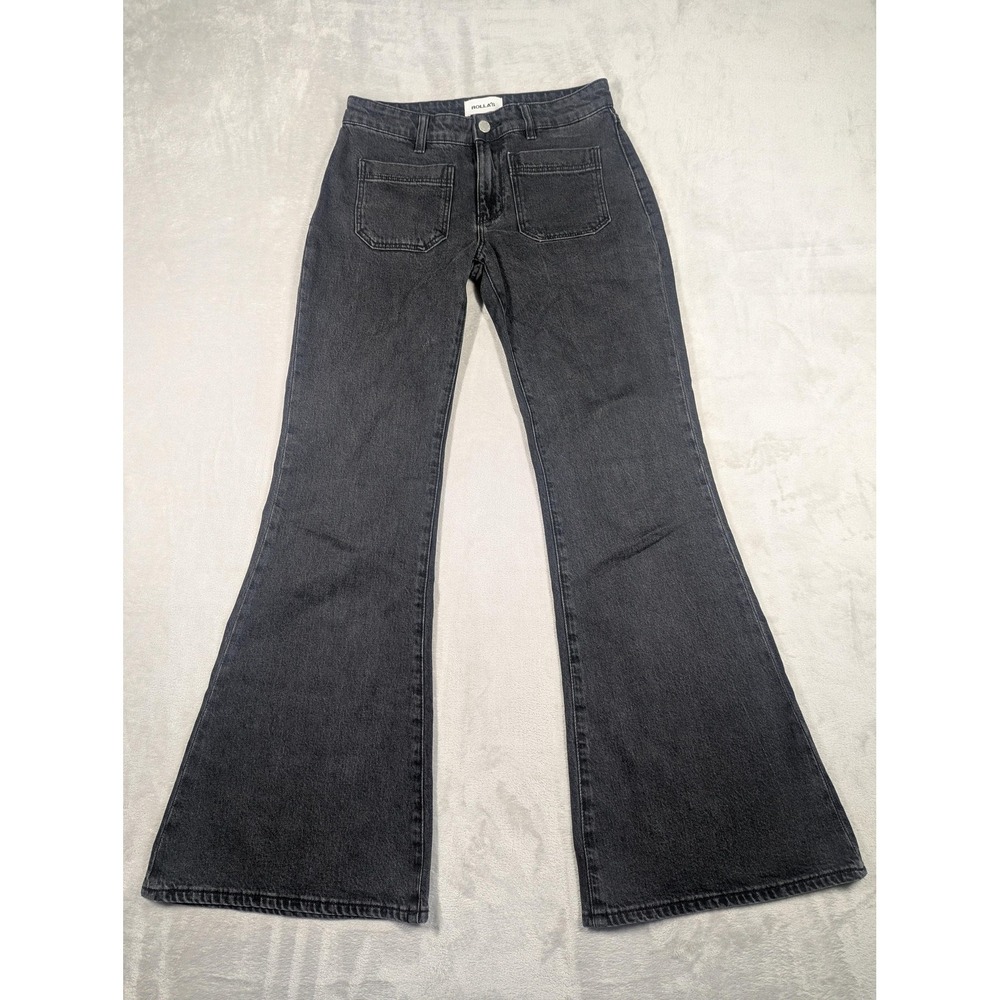 Rolla's‎ Sailor Low Flare Jeans Womens 26 Black Charcoal Wash Flare Denim Y2K